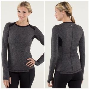 Lululemon Base Runner Long Sleeve Black and Grey Top Small